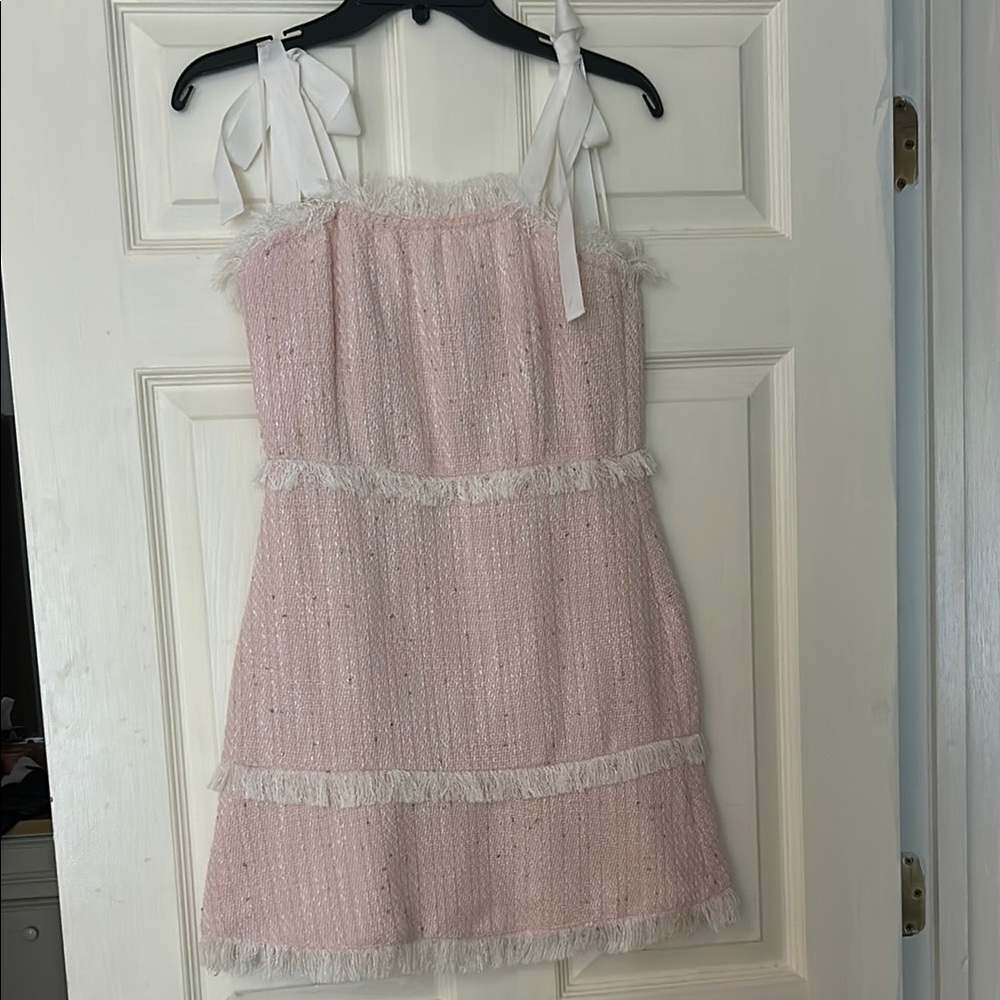 Charming Pink Dress with White Accents